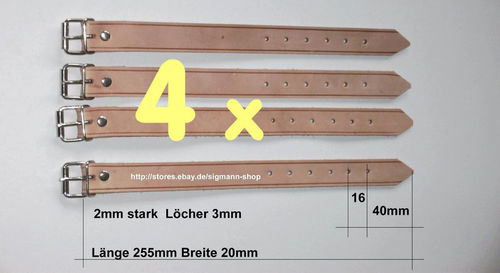 4 pieces "Lefferty" spare straps 27cm x 2cm x 2mm
